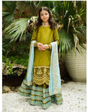 Elegant Soft Raw Silk 3-Piece Suit with Block Printed Lehenga For Girls