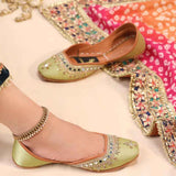 Mehfil Mirror Embellished Suede Khussa For Women