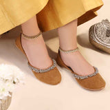 Velvet Beaded Party Khussa For Women