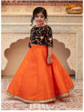 Orange Gotta Tilla Embroidered Lehenga Choli For Girls