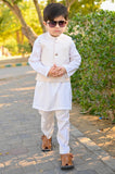 Elegant White and Gold Waistcoat Ensemble For Boys