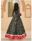 Festive Screen Printed Maxi with Net Dupatta For Girls
