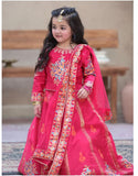 Elegant Block Printed Raw Silk Lehenga Choli For Girls
