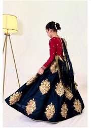 Elegant Embroidered Chiffon Lehenga Choli with Net Dupatta For Girls