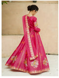 Royal Block Printed Raw Silk Lehenga Choli For Girls