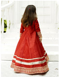 Elegant Block Printed Raw Silk Maxi with Dupatta For Girls