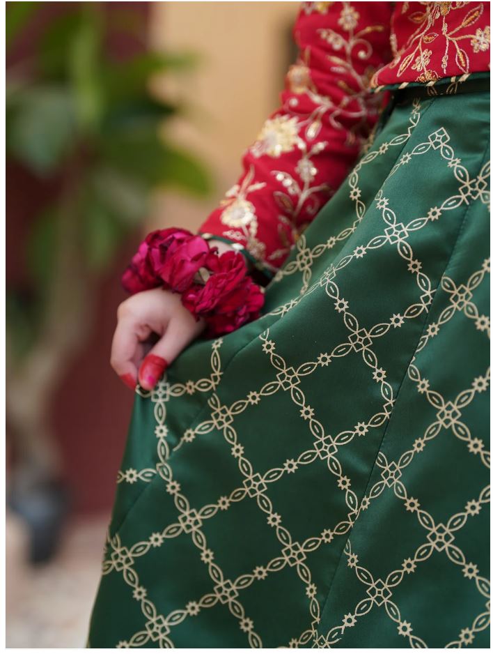 Royal Embroidered Raw Silk Lehenga Choli with Sitara Dupatta For Girls