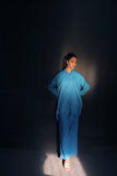 Ice Blue Co Ord Set: Shirt & Straight Pant For Women