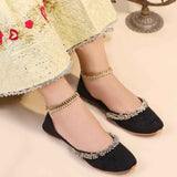 Velvet Beaded Party Khussa For Women