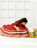 Elegant Block Printed Raw Silk Maxi with Dupatta For Girls