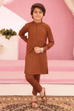 Almond Brown Kurta and Trouser Set For Boys