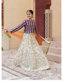 Elegant Embroidered Raw Silk Lehenga Choli with Sitara Dupatta For Girls