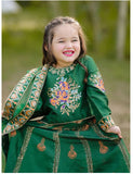 Luxury Block Printed Raw Silk Lehenga Choli For Girls