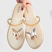 Butterfly Crystal Toe Ring Chappals – Handcrafted Comfort For Women