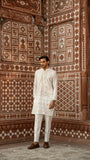 White Mirror Work Kurta for Men For Men