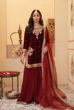 Zeba Maroon Burgundy Velvet Shirt & Sharara with Dupatta For Women