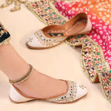 Mehfil Mirror Embellished Suede Khussa For Women