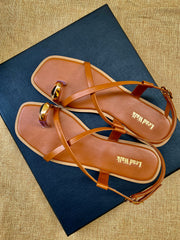 Brown & Black Strappy Toe-Ring Sandals – Stylish & Comfortable Flats For Women