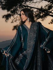 Adaa – Teal Blue Embroidered Winter Suit For Women