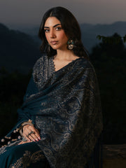 Adaa – Teal Blue Embroidered Winter Suit For Women