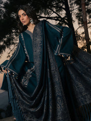 Adaa – Teal Blue Embroidered Winter Suit For Women