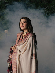 Afroze – Cherry Red Embroidered Winter Suit For Women