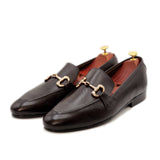 Black Leather With Golden Buckle Shoes For Men