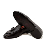 Black Leather Adorned With Black Tassels Shoes For Men