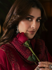 Aroha – Spiced Cranberry Embroidered Winter Suit For Women