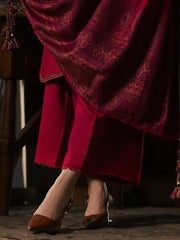 Aroha – Spiced Cranberry Embroidered Winter Suit For Women