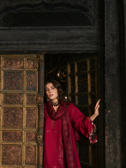 Aroha – Spiced Cranberry Embroidered Winter Suit For Women