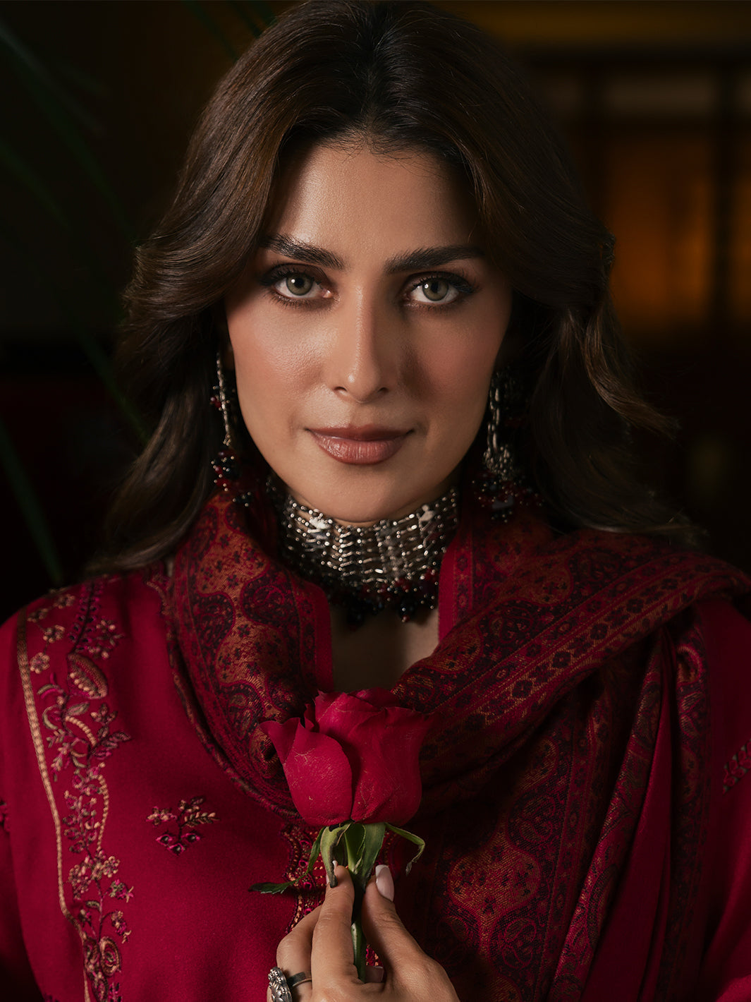 Aroha – Spiced Cranberry Embroidered Winter Suit For Women