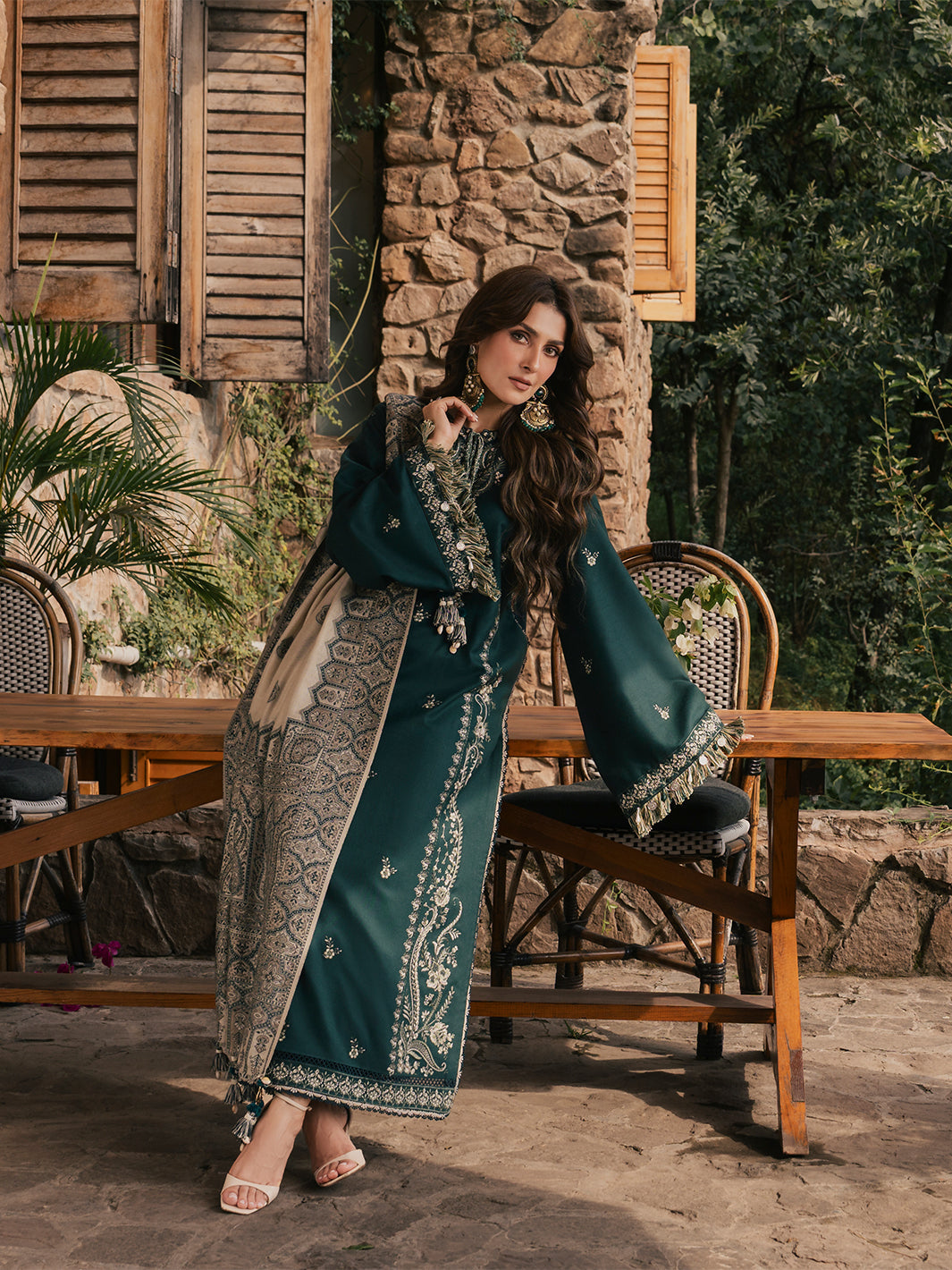 Aveen – Lacoste Green Embroidered Winter Suit For Women