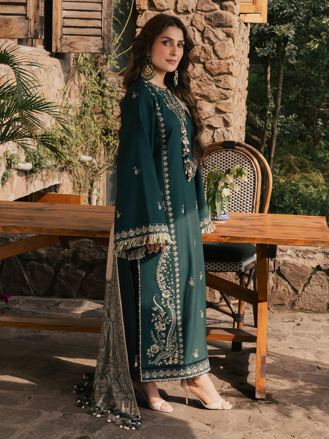 Aveen – Lacoste Green Embroidered Winter Suit For Women
