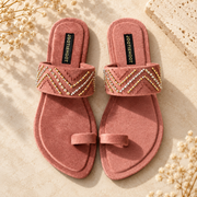Aafree Rose & Caramel Velvet Flats For Women