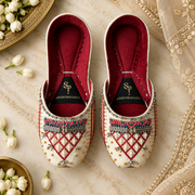 Aari Classic White Khussa For Women