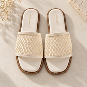 Alba White & Off-White Net Slides For Women