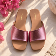 Amalfi Pink Blush Faux Leather Slides For Women