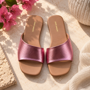 Amalfi Pink Blush Faux Leather Slides For Women