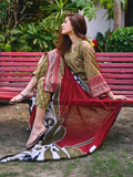 Khuaab 3-Piece Stitch Swiss Lawn Ensemble with Polyester Silk Dupatta For Women