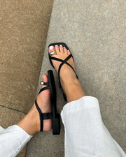 Brown & Black Strappy Toe-Ring Sandals – Stylish & Comfortable Flats For Women