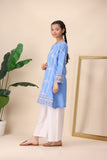 Girls Light Blue Embroidered Suit – Soft, Elegant & Festive For Girls