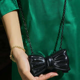 Black & Silver Luxe Bow Clutch – Glam Statement Evening Bag By Dazzle