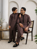 Brown Father & Son Matching Kurta Shalwar Set For Men & Kid