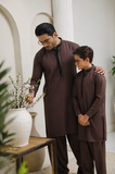 Brown Father & Son Matching Kurta Shalwar Set For Men & Kid