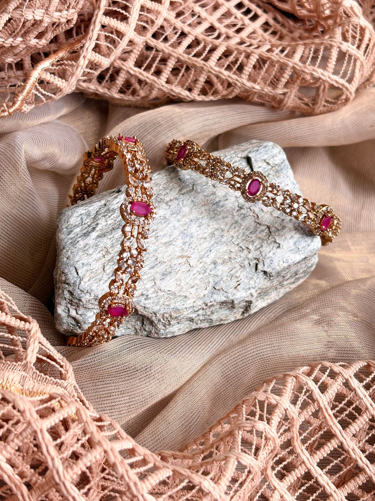 Ruby Bloom Zircon Luxury Bangle For Women