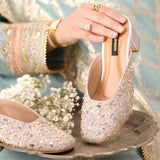 Silver Elegance Heels – Handcrafted Brocade Sparkle For Women
