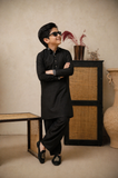 Royal Black Premium Shalwar Kameez Set For Boys