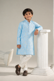 Azure Blue Father & Son Matching Kurta Pajama Set For Men & KId