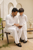 White Father & Son Matching Shalwar Kameez Set For Men & Kid